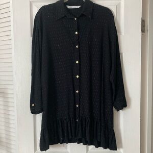 Black Button-Up Women's Tunic Dress by Zara